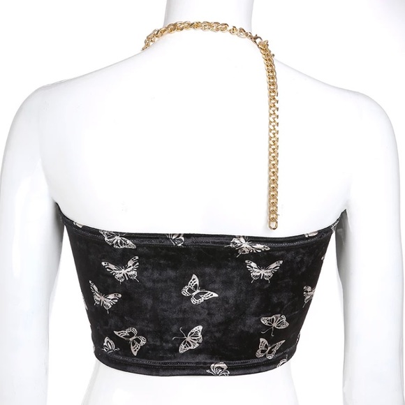 Velvet butterfly chain halter top - Picture 10 of 16